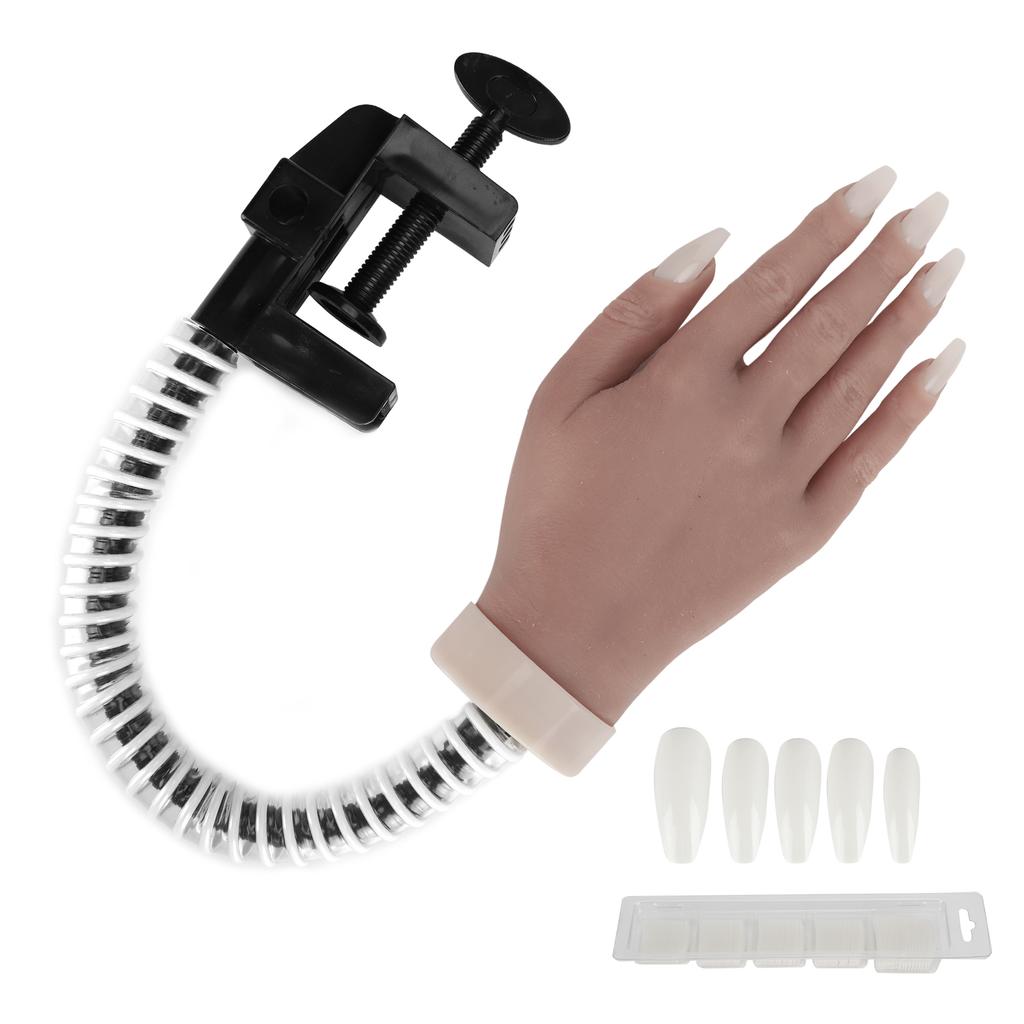 Nail Art Practice Hand Silicone Bendable Joints False Nail Tips Hand Mannequin for Nail Salon#03