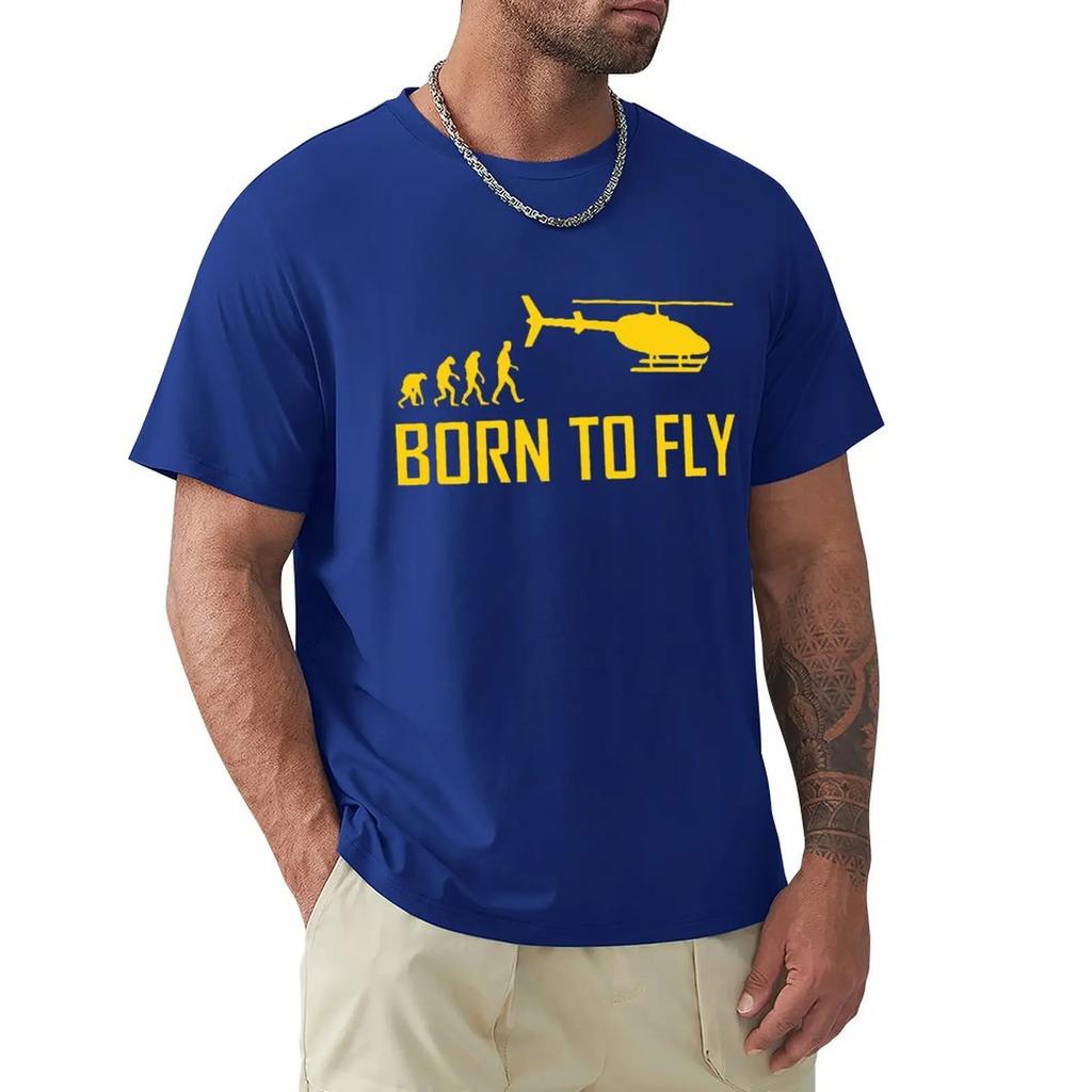Футболка Born To Fly Helicopter Aircraft Футболка Harajuku с коротким рукавом 100% хлопок Графика Футболка Топы