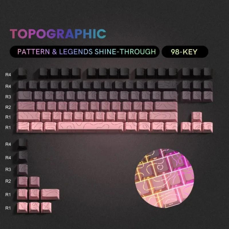 Xiaomi 134 Keys Blue Contour Side Print RGB Backlit Keycaps Double Shot PBT Keycaps Cherry Profile for MX Switches Mechanical Keyboard