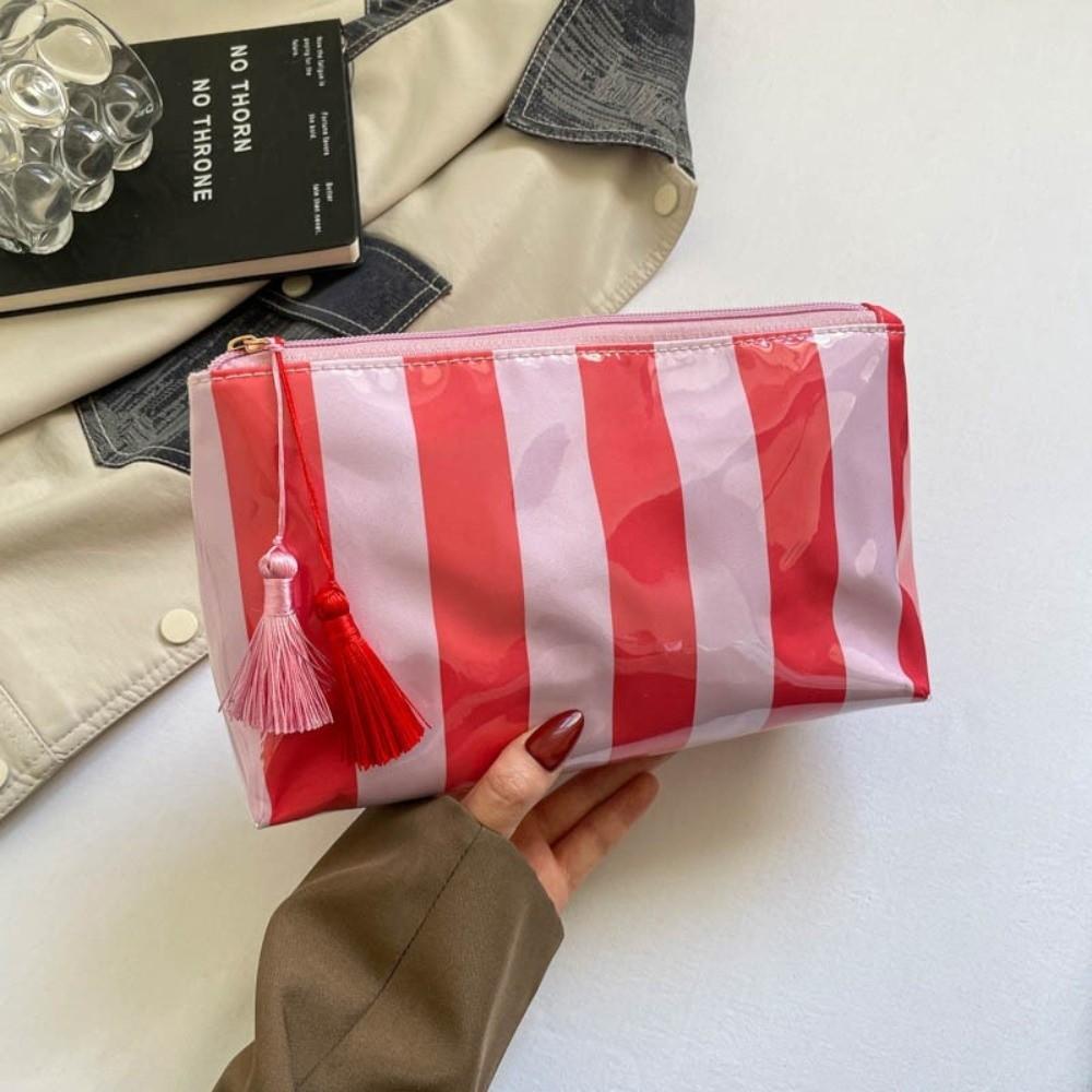 Large Capacity Striped Cosmetic Bag Waterproof Beach Storage Bag Fashion PVC Toiletry Bag  Women
