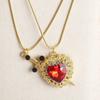 Can Be Assembled Heart and Sword Zircon Pendant Necklace for Women Men Couple Silver Gold Plated Choker Chain Jewelry