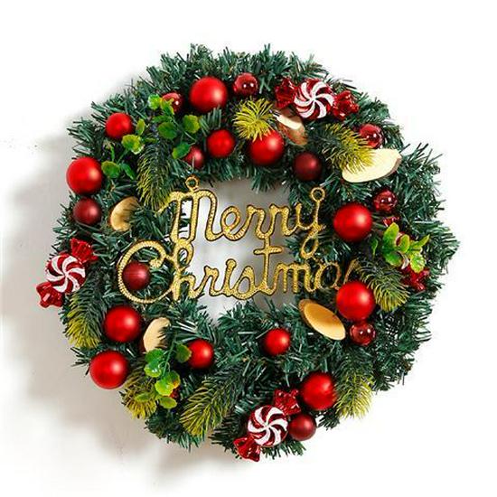50CM Christmas Wreath & 2.7M Garland Set - Festive Door & Wall Decor