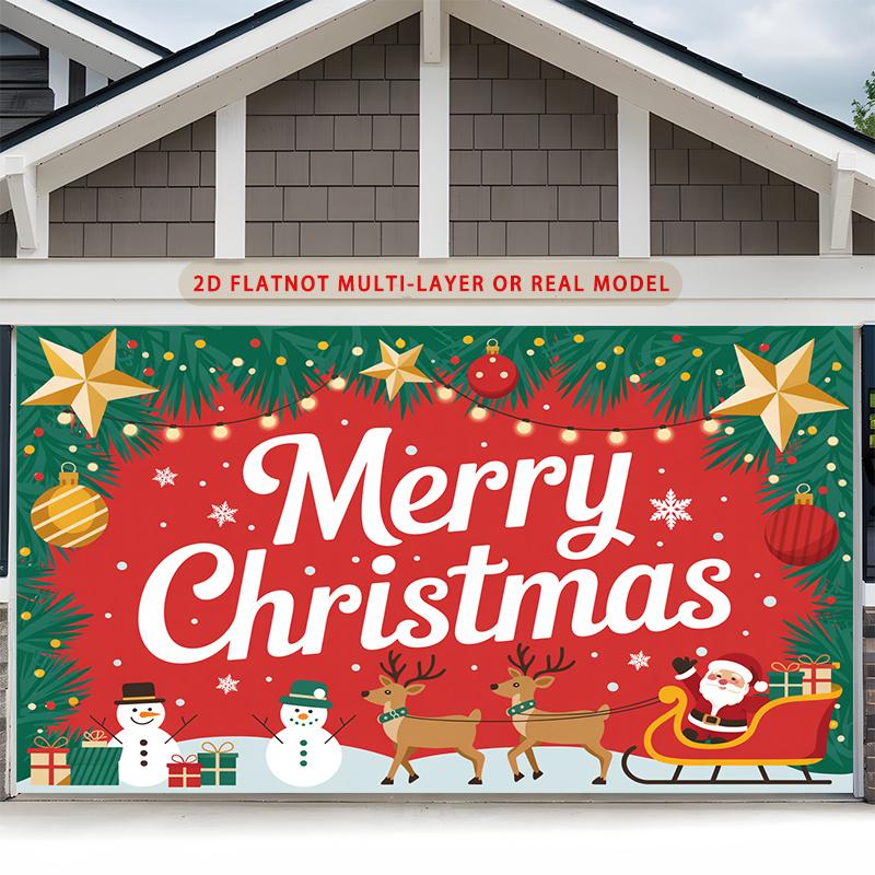 Party Backdrop Christmas Flat Merry Multi Layered Celebrations Photo Booth Decor Front Door Decor