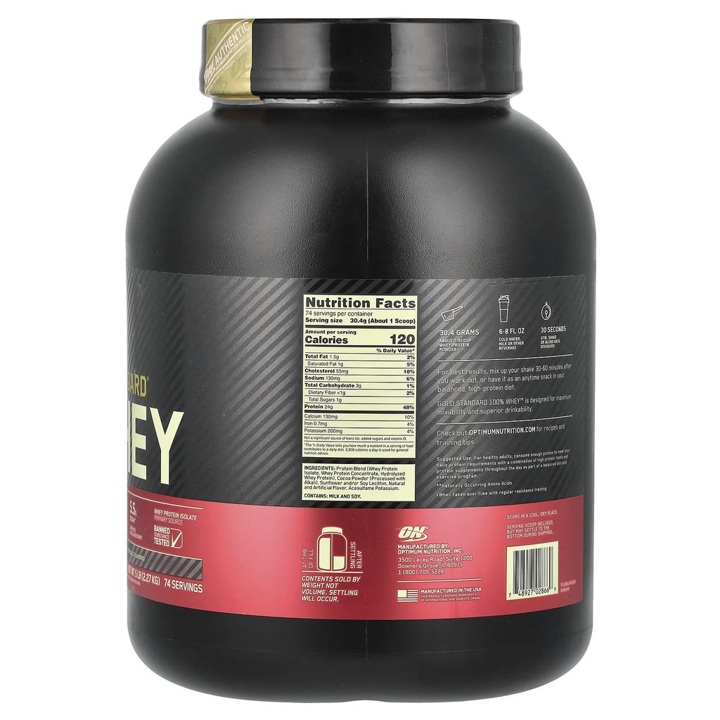 Optimum Nutrition Gold Standard 100% Whey, Double Rich Chocolate, 5 Lb (2.27 Kg)