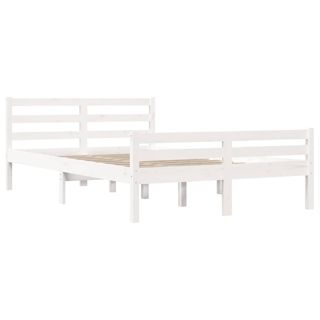 Vidaxl Rama Łóżka, Biała, Lite Drewno, 135X190 Cm, Podwójna