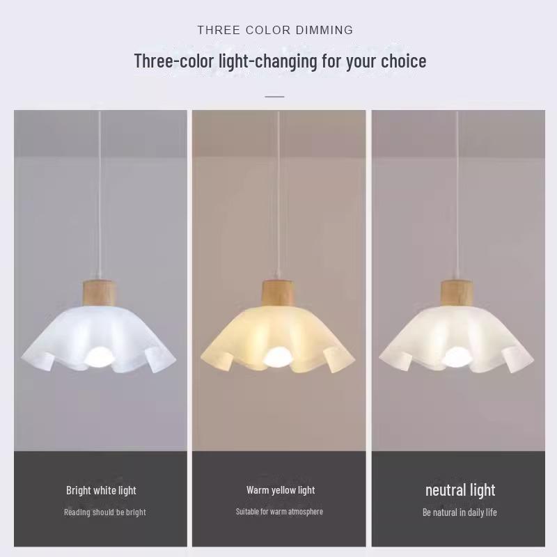 Люстра из дерева в стиле скандинавского японского ваби-саби, прикроватная и обеденная, кремовый цветочный дизайн