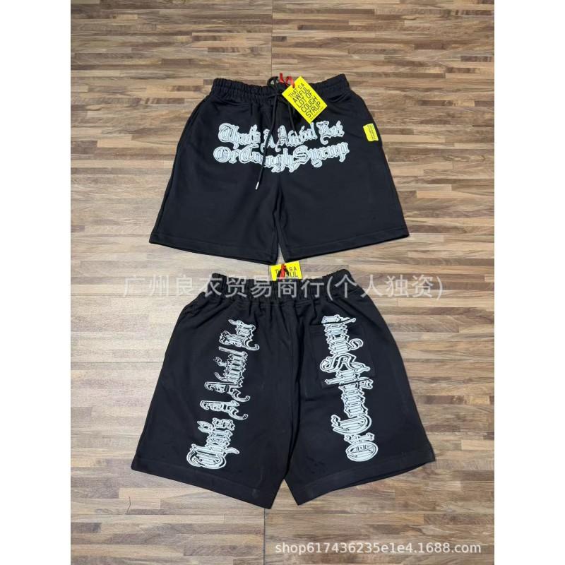 Mens Streetwear Loose Fit Cotton Shorts With Bold Letter Print Casual Teens