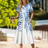 Women's Casual Cute Pattern Print Round Neck Midi Dress Basic Classic Outdoor Everyday Short Sleeve Loose Dress