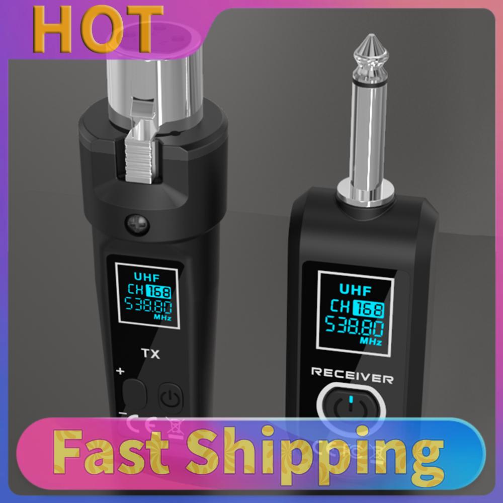 UHF Automatic Transmitter Setup 6Hrs Battery Wireless Guitar Transmitter Receiver 164ft Range for Audio Mixer and PA Setup