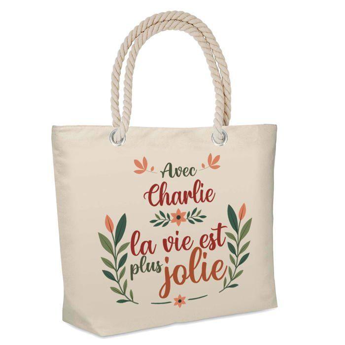 Sac cabas - PLANETEE - Charlie « la vie est plus jolie » - Jute - Isotherme - Imprimé en France
