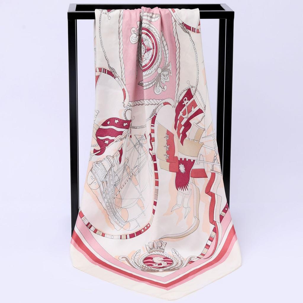 Spring and Autumn Women's Cashew Print Square Scarf Fashion Commuting Versatile Headscarf Stained Rose Square Scarf