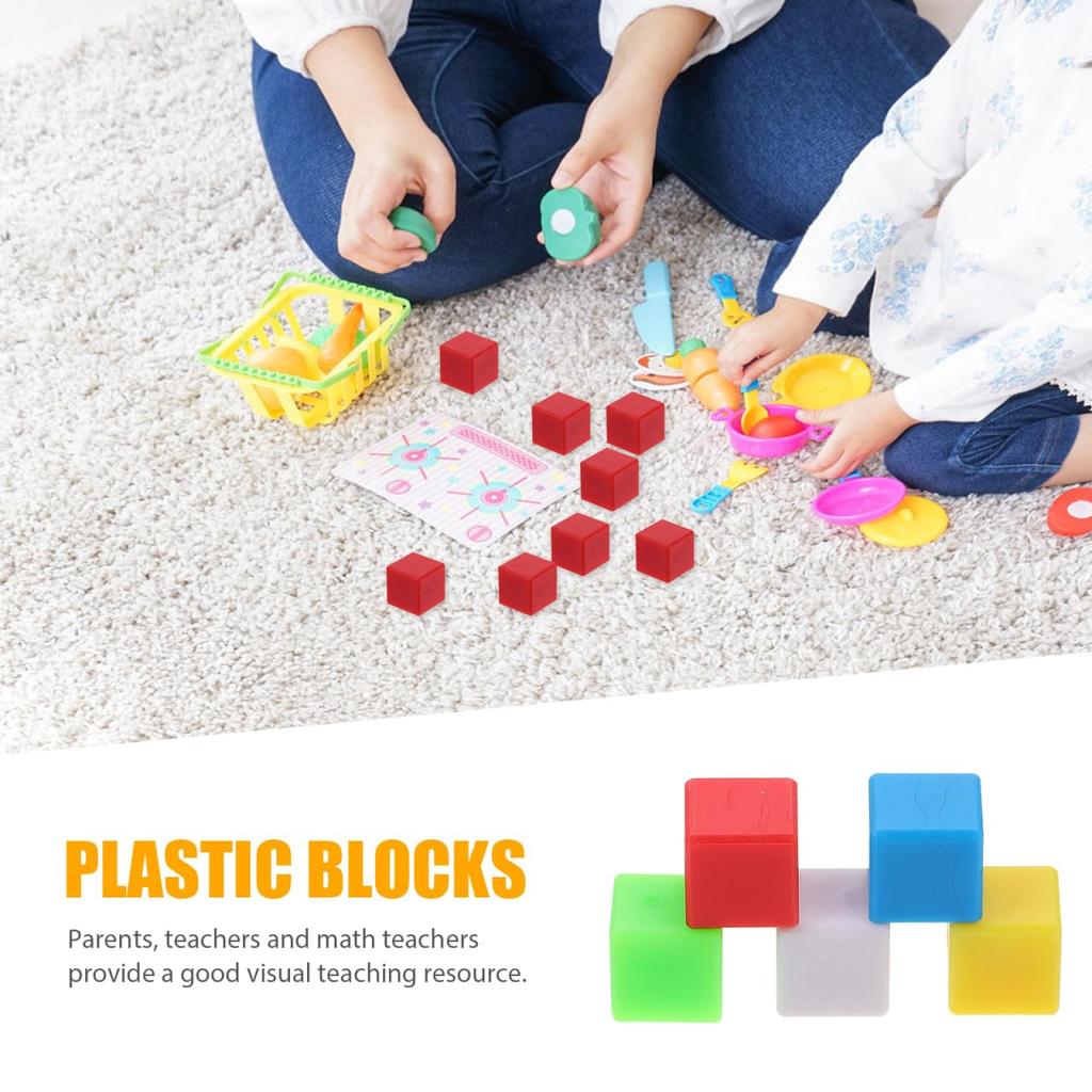 Alasum 200 Pieces Cube Blocks for Kids, Geometry Game Tiles, Toys, Fidget Pens, Square Blocks, Plastic Craft Cubes