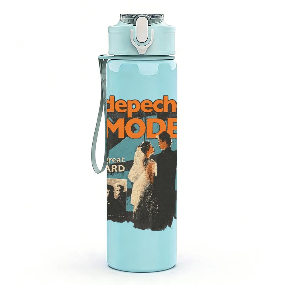1PC Depeche mode album cover collage print 750ml colorful plastic sports water bottle leakproof pop up lid with straw for outdoor work home use
