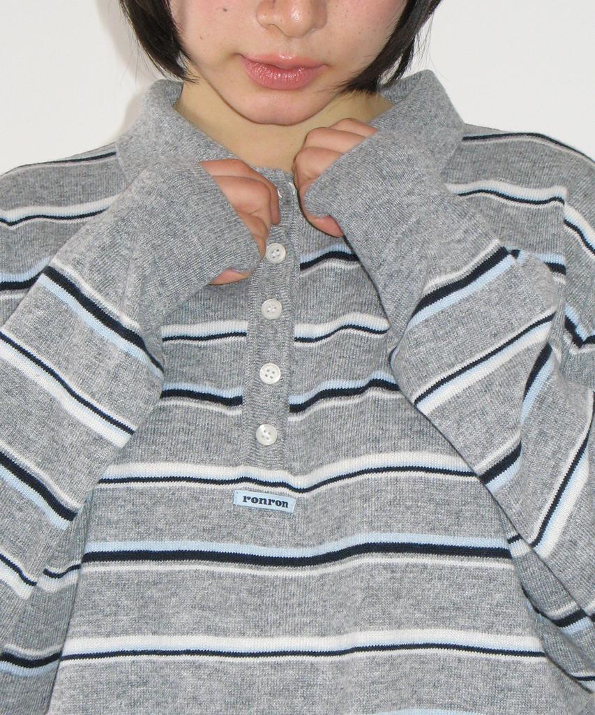 RONRON Loose Fit Stripe Collar Knit Gray