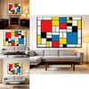Red Yellow Blue Abstract Grid Artwork For Living Room Decor