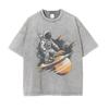 Astronaut Rides On Rocket Print Graphic T Shirts for Men Drop Shoulder Vintage Oversized Heavy Pure Cotton Men's Tops