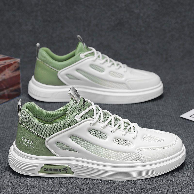 Мужская обувь 2025 года, новые летние дышащие спортивные туфли для отдыха, белые туфли для мужчин, универсальные студенческие туфли для доски с сетчатой поверхностью для мужчин