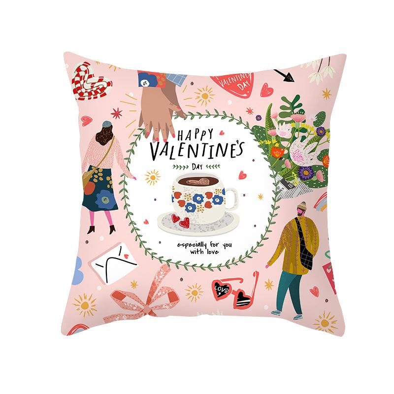 Valentine'S Day Throw Pillow Cover For Home Sofa Armrest Cover Short Plush Printed Cushion Cover For Living Room And Bedroom