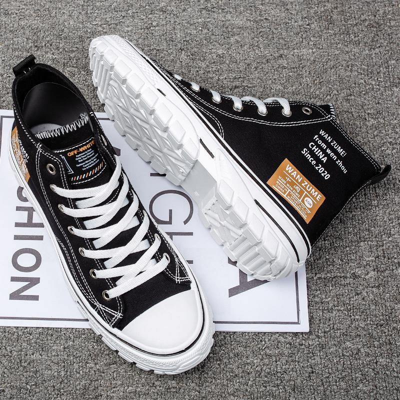 Модные мужские трендовые парусиновые туфли с высоким берцем. Мужская повседневная крутая обувь в уличном стиле. Кроссовки в стиле хип-хоп для подростков.