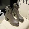 Роскошные женские ботильоны на высоком каблуке с квадратным носком, модные дизайнерские кожаные туфли, зима 2025, тренд, готические, массивные, для вечеринок, Botas Mujer