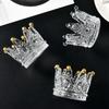 1/2Pcs Exquisite Crown Candle Holders Glass , Creative Candlestick Stand  Home Decor