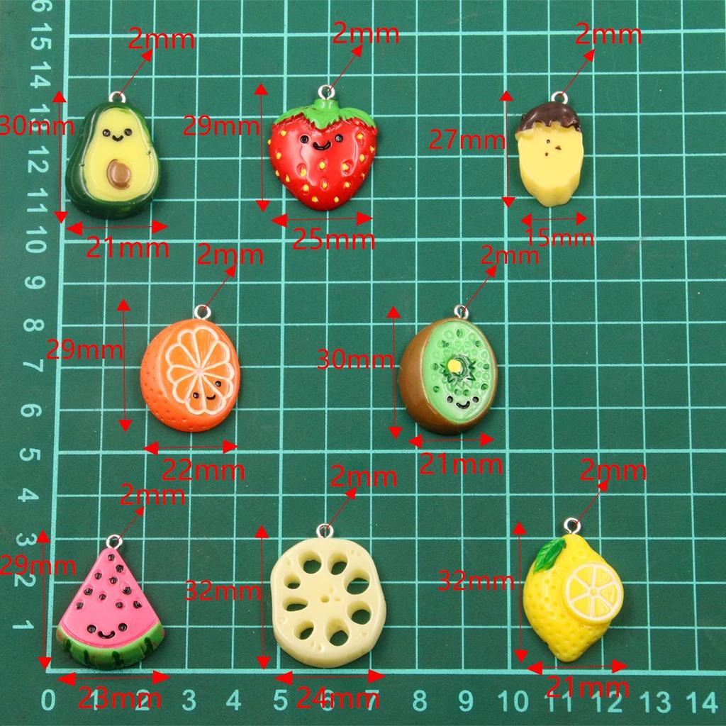 DIY Resin Accessories: Cute Fruit & Veggie Slice Series (Lemon, Strawberry, Watermelon, Lotus Root, Banana Pendants)
