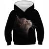 Autumn Cute Cat Pattern 3D Printed Hoodies Fashionable Casual Sports Long Sleeved Children's Boy Hooded Sweatshirts