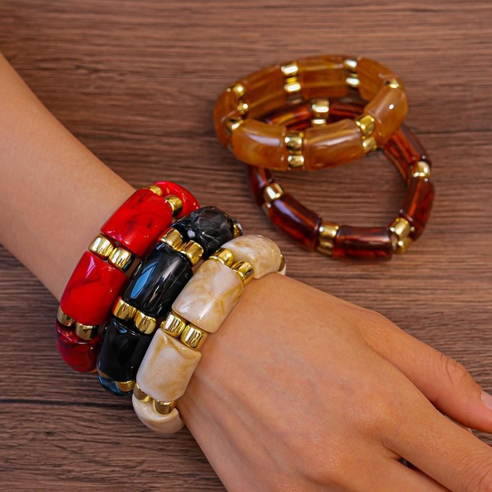 Wide Exaggerated Bracelet Geometric Retro Hand Ring Simple Acrylic Bangle Decoration
