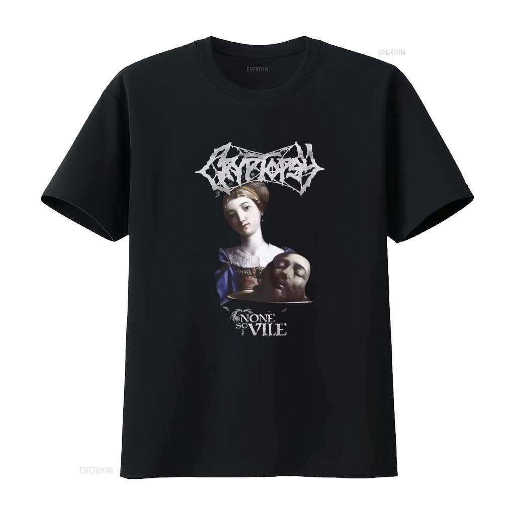 Mens Cryptopsy None So Vile Gothic Art Print T Shirt X Large Black vintage Washed designer clothes Versatile streetwear Unisex
