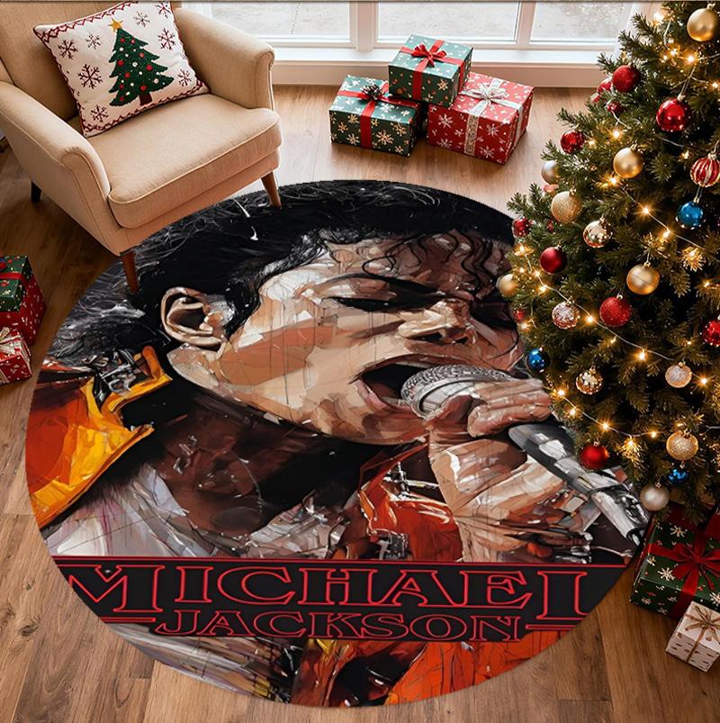 Michael Jackson Pattern Round Rug, Indoor/Outdoor Mat, for Picnic, Gameroom, Bedroom, Office, Living Room, Home Decor Carpet, Birthday Gift