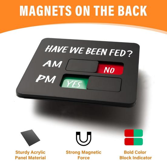 Напоминание о кормлении питомца с магнитом. Таблица кормления собаки/кошки с отметками Покормлены ли мы УТРО/ВЕЧЕР. Ежедневная доска-слайдер для кормления питомца. Магнит на холодильник