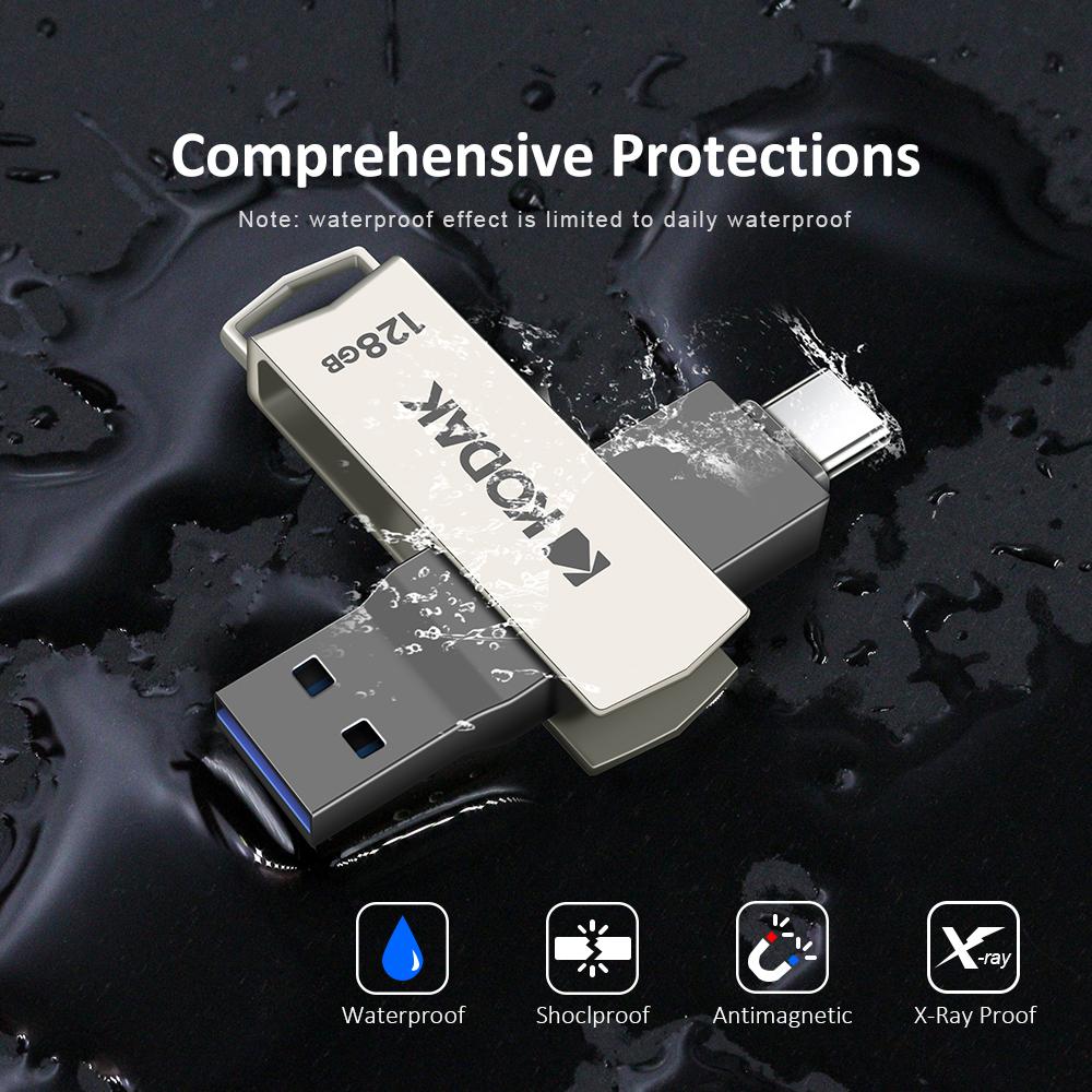 Kodak K273 USB флэш-накопитель металлический USB 3,2 Pendrive Type c OTG 32 ГБ/64 ГБ/128 ГБ/256 ГБ для ключей cle USB для смартфона