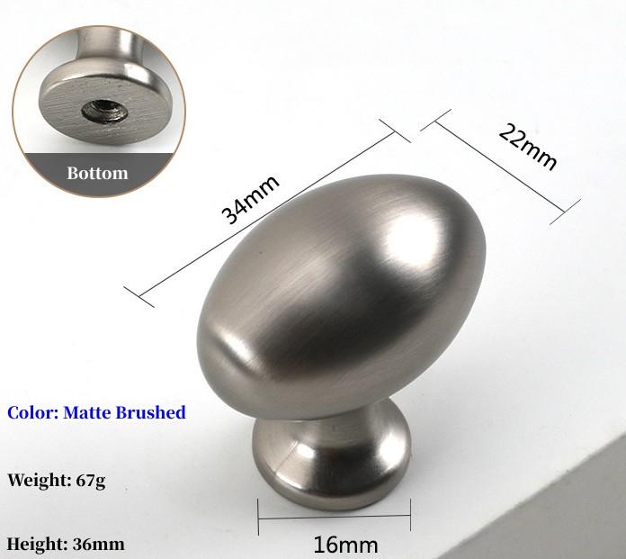 Oval Zinc Alloy Single-Hole Furniture Handles Available in Multiple Colors Suitable for Kitchen Cabinet Handles and Drawer Pulls