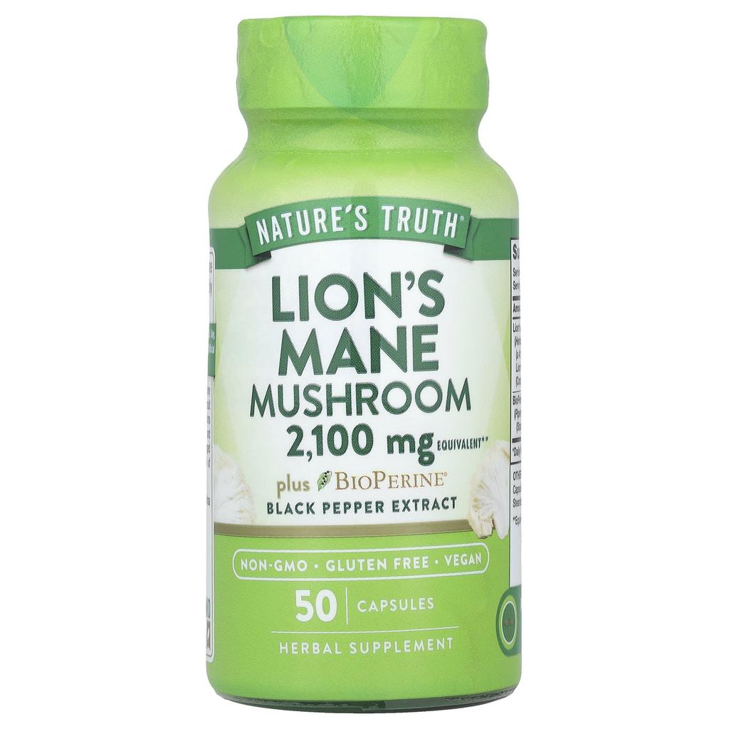 Nature's Truth Lion's Mane Plus BioPerine®, 2,100 Mg, 50 Capsules