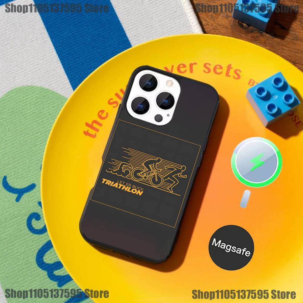 Чехол для телефона Triathlon Swim Bike Run для iPhone 17,16,15,14,13,12,11,Pro,Max,Plus,Mini,SE4,E Магнитный Magsafe Беспроводная зарядка