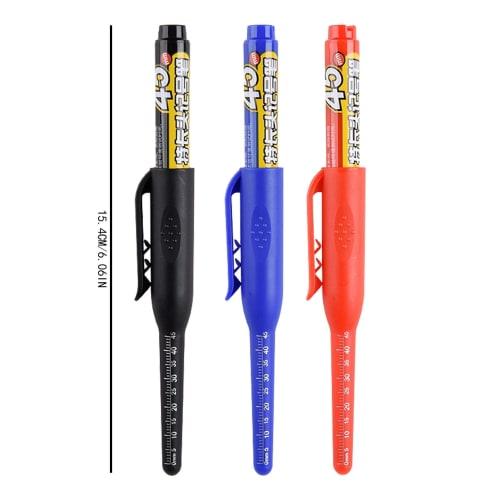 Yazisam Carpenter's Long Tip Marker Pen, Waterproof Construction Markers, 3X Deep Hole, Quick Drying, Multicolor