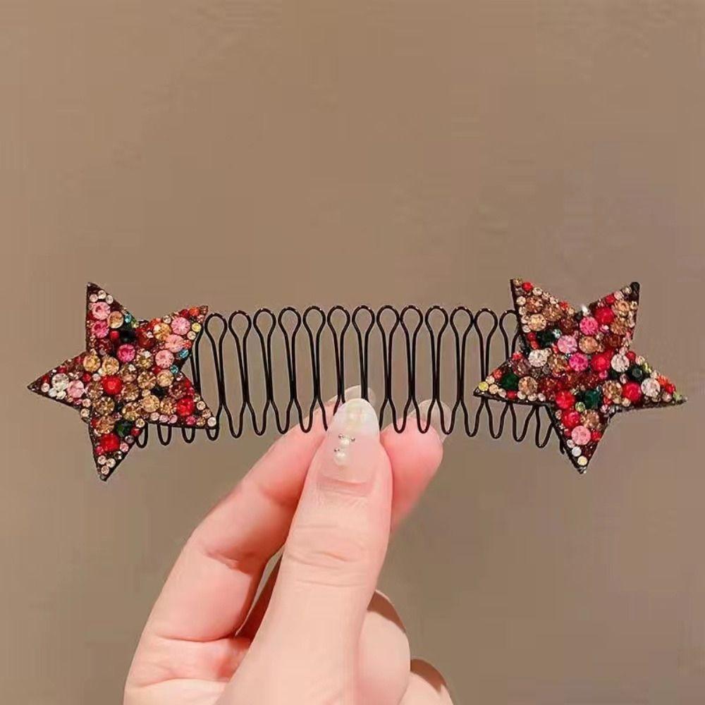 Rhinestone U Shape Hair Styling Comb Star Spring Hair Comb Fashion Fixed Combs Girls