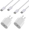 20W Fast Charger - Phonillico - Pack of 2 - 2 1m USB-C Cables - Compatible iPad Air/Pro 2024