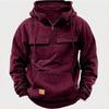 Half Zipper Men's Hoodies Solid Warm Fleece Sweatshirts Multi Pockets Male Hooded Jackets Thick Outdoor