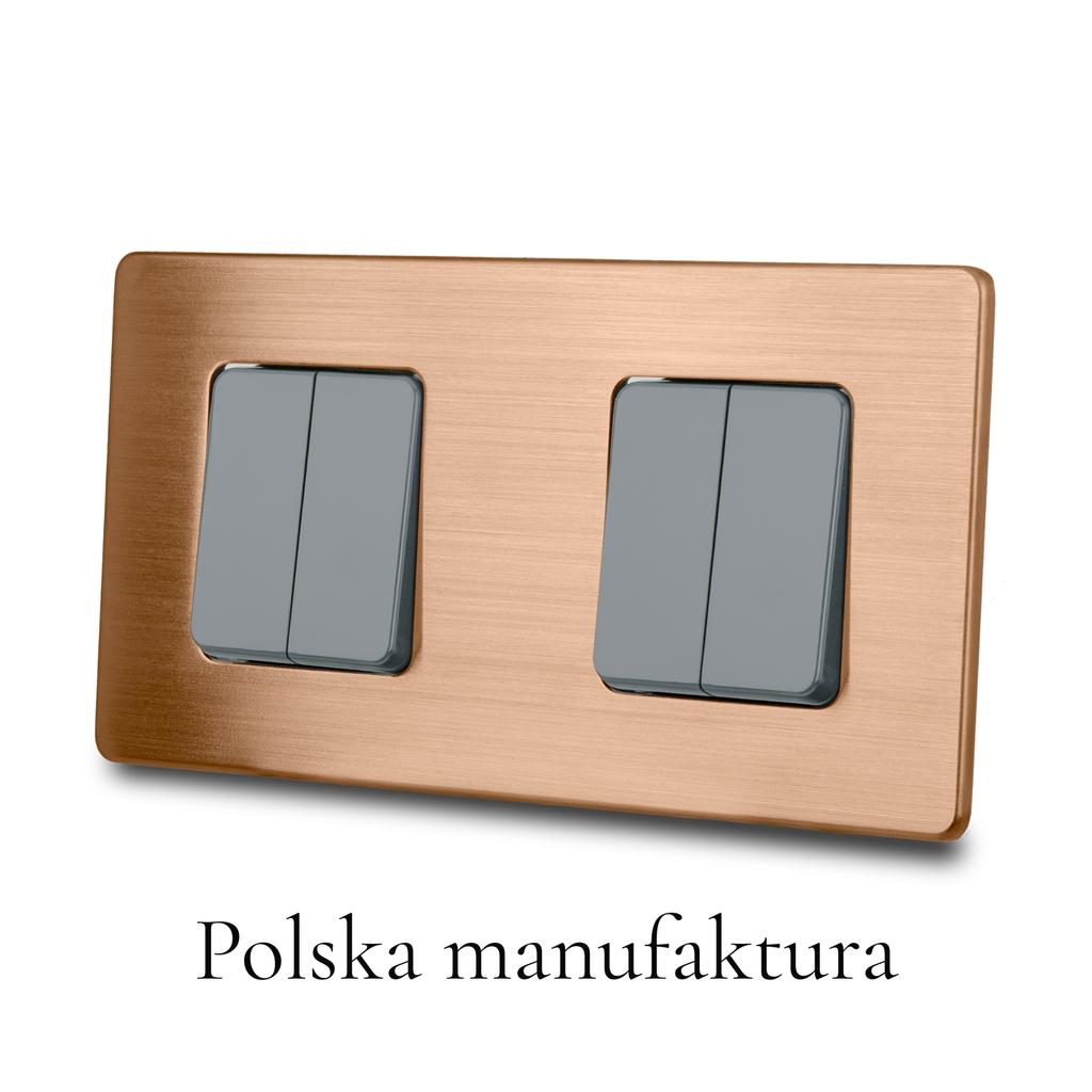 Włącznik światła poczwórny szary schodowy stal szczotkowana pvd copper