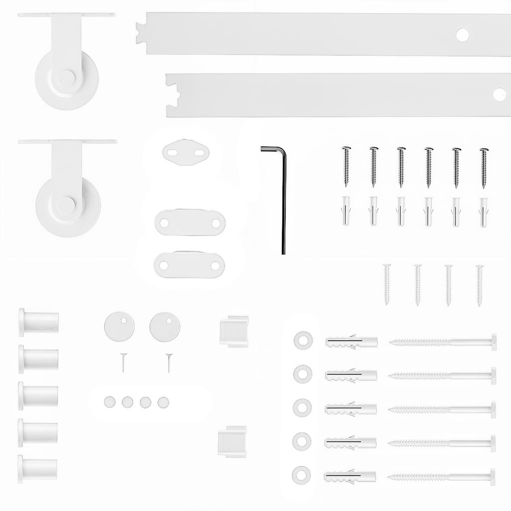 Sliding Door Hardware 200 Cm Sliding Door Accessory Kit With 2 Rails And White Guide
