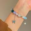 Ретро хрустальный бисерный бабочка кулон браслет цветные бусины эластичный браслет для девушки ювелирные изделия