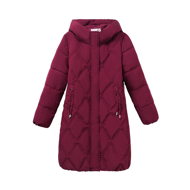 Winter new middle-aged women's mothers wear knee-length cotton-padded clothes, thickened foreign-style loose cotton-padded clothes, and large-s