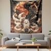 Nine Tailed Fox Wall Tapestry White Kitsune Spirit Yin Yang Moon Japanese Myth Decor for Bedroom Living Room Gift