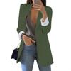Women Solid Open Front Pockets Cardigan Formal Suit Long Sleeve Blouse Coat