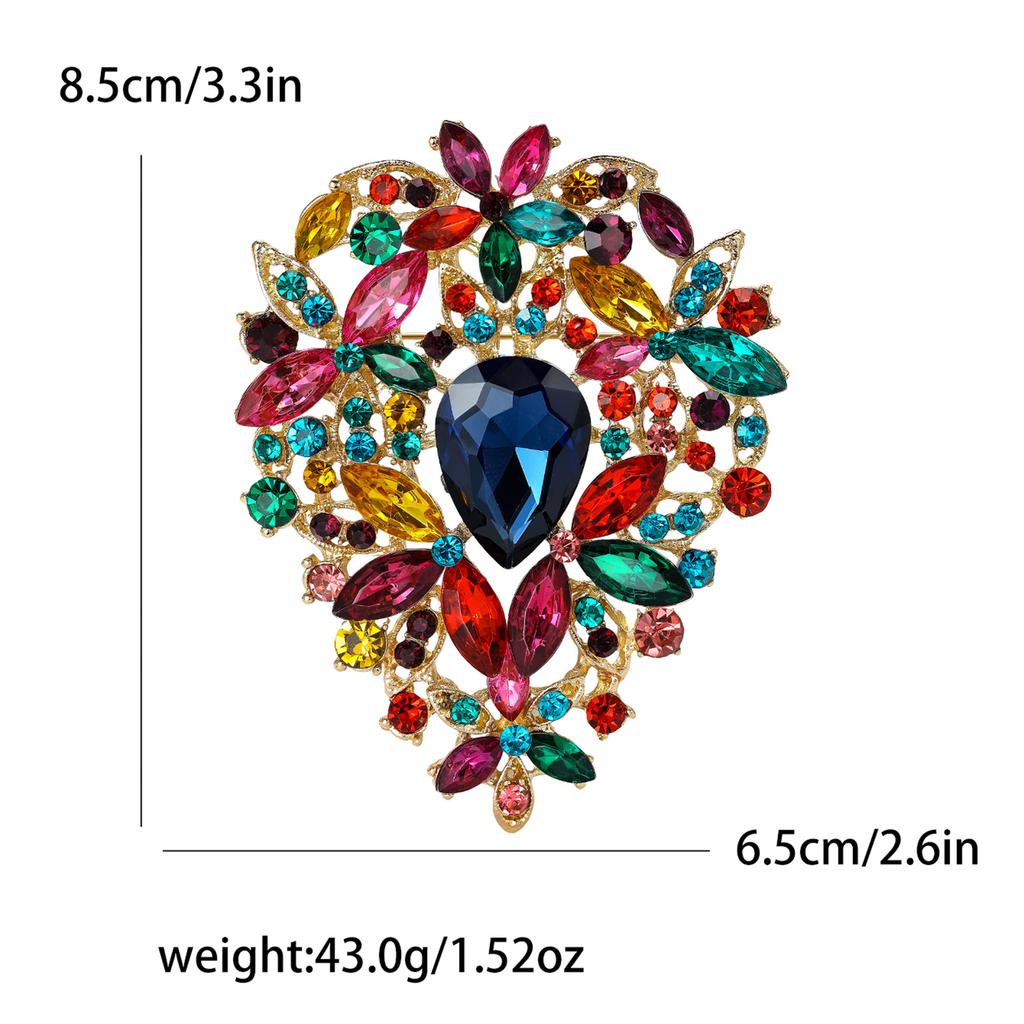 Fashion Exquisite Alloy Large Rhinestone Glass Brooch Exaggerated Temperament Women'S Clothing Corsage Jewelry Pin