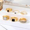 2023 Новое благородное кольцо, роскошное богатое кольцо, ретро черно-белый комплект колец в клетку, кольцо для вечеринки, набор из 6 предметов для мужчин и женщин