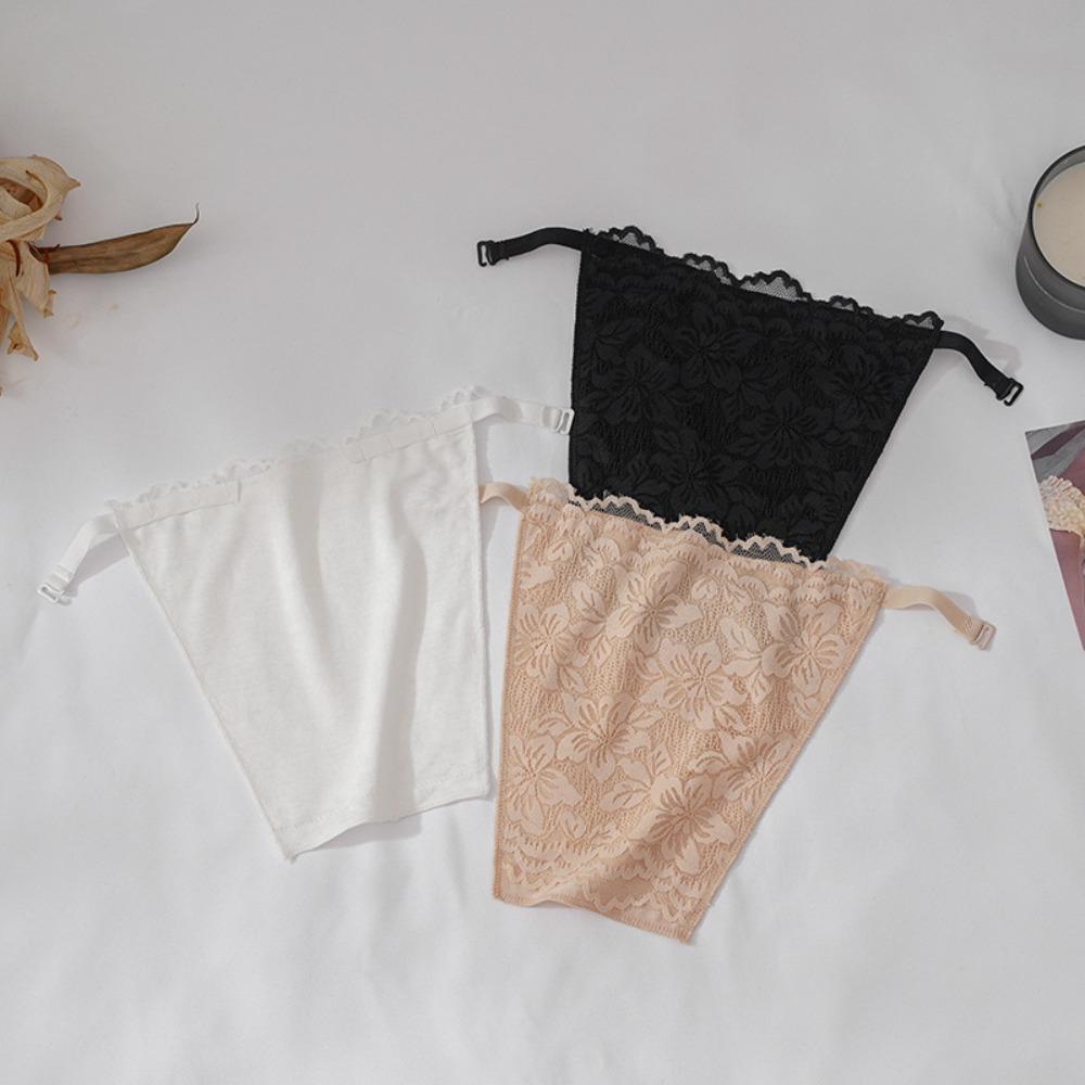 Floral Lace Flower Anti-Glare Tube Top Transparent Clip-On Mock Camisole Lady