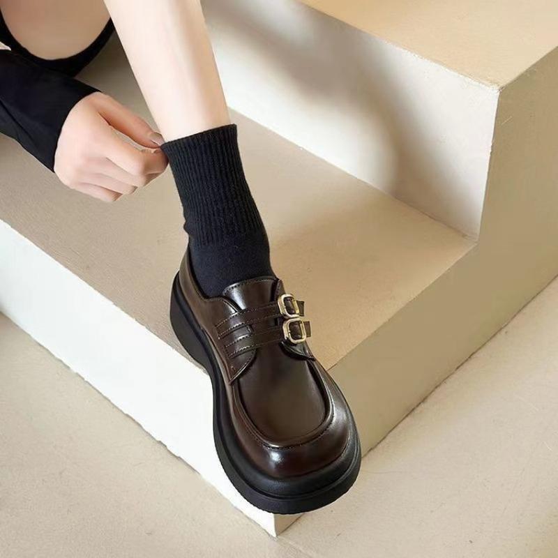 Small Leather Shoes Women's Autumn New Height-increasing Women's Platform Single Shoes Female Student Mary Jane Shoes