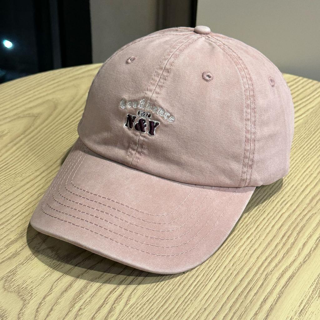 New style pure cotton washed soft-top baseball cap for women, spring and summer street fashion letter print, face-slimming curved brim cap for men